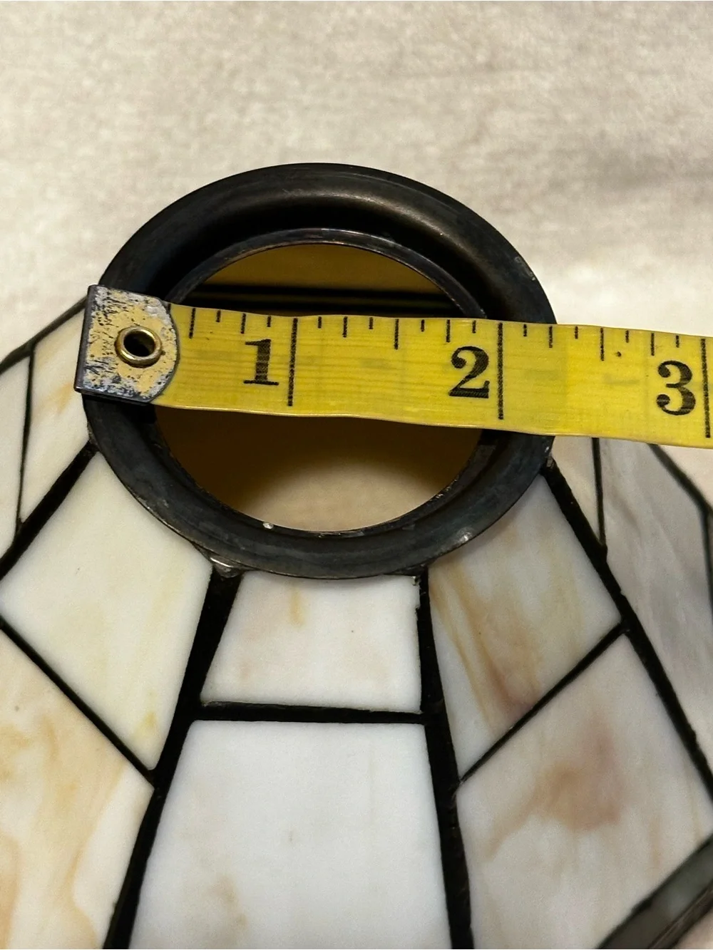 Classic Stained Glass Lampshade Pair in Cream and Black